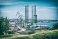 Cargo port in Pula, Croatia, analog filter Royalty Free Stock Photo