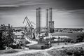 Cargo port in Pula, Istria, Croatia, colorless Royalty Free Stock Photo