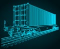 Cargo railway platform with a container illustration Royalty Free Stock Photo