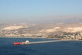 Cargo Red Ship at Chekka Harbor in Lebanon Royalty Free Stock Photo