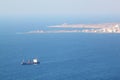 Blue Cargo Ship at Chekka Harbor in Lebanon Royalty Free Stock Photo