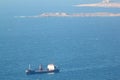 Blue Cargo Ship at Chekka Harbor in Lebanon Royalty Free Stock Photo