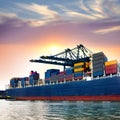 Cargo sea port. Sea cargo cranes. Royalty Free Stock Photo