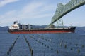 A cargo ship & the Astoria bridge.