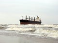 Cargo ship in Baltic sea near Klaipeda port, Lithuania Royalty Free Stock Photo