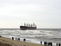 Cargo ship in Baltic sea near Klaipeda port, Lithuania Royalty Free Stock Photo