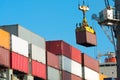 Cargo ship being loaded with containers at port