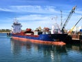 Cargo Ship at Harbour Berth. Royalty Free Stock Photo