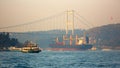 A cargo ship in the Bosphorus, Istanbul, Turkey. Royalty Free Stock Photo