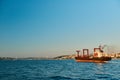 Cargo ship in Bosporus Sea, Istanbul. At summer