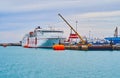 Cargo ship in Cadiz Port, on Sept 2 in Cadiz, Spain Royalty Free Stock Photo