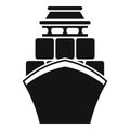 Cargo ship carrying goods in containers front view icon Royalty Free Stock Photo