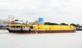 Cargo ship in Chao Phraya river at Thailand Royalty Free Stock Photo