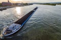 Cargo ship with coal bulk load on the river Rhine in Mainz, Germ Royalty Free Stock Photo