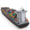 Cargo ship with colorful containers isolated on white background Royalty Free Stock Photo