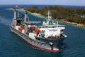 Cargo Ship coming into port in Nassau