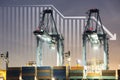 Cargo ship, cargo container and crane at port. Concept of decrease, business Royalty Free Stock Photo