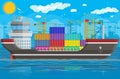 Cargo ship, container crane. Port logistics Royalty Free Stock Photo