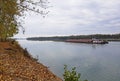 Cargo ship on Danube river Royalty Free Stock Photo