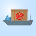 Cargo ship deliver box on vessel free shipping Royalty Free Stock Photo