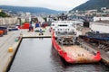 Cargo ship are in dock in coastal city Royalty Free Stock Photo