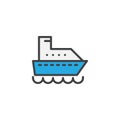 Cargo ship filled outline icon