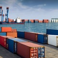Cargo ship freight container ready to load Royalty Free Stock Photo