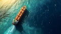 cargo ship full of standard shipping containers at the sea during shipping at day time Royalty Free Stock Photo