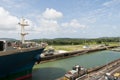 Cargo ship in the Gatun Locks, Panama