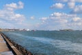 Cargo ship in harbor Dutch Hoek van Holland