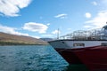 cargo ship in the harbor summer time iceland landscape Royalty Free Stock Photo