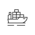 Cargo ship, icon in line design. Cargo, ship, shipping, transport, freight, container, logistics on white background Royalty Free Stock Photo