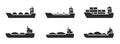 Cargo ship icon set. sea and river cargo vessels. water transportation symbols. isolated vector images Royalty Free Stock Photo