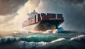 cargo ship, illustration, generative ai