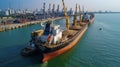 A cargo ship is inspected by port officials to ensure compliance with international regulations for safe and