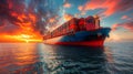 Cargo ship laden with colorful containers AI Generated