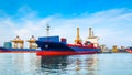 Cargo ship leaving the port Royalty Free Stock Photo