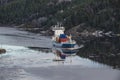 Cargo ship leaving the ringdalsfjord