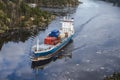 Cargo ship leaving the ringdalsfjord