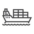 Cargo ship line icon, logistic and delivery