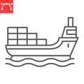 Cargo ship line icon