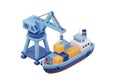 Cargo ship loading containers with crane for global trade logistics network Royalty Free Stock Photo