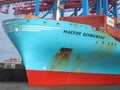 Cargo ship Maersk Sembawang with containers at terminal Burchardkai at the port oh Hamburg in Germany Royalty Free Stock Photo