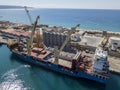 Cargo ship moored at the pier of the port of Vibo Marina, Calabria, Italy. BBC Chartering