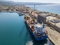 Cargo ship moored at the pier of the port of Vibo Marina, Calabria, Italy. BBC Chartering Royalty Free Stock Photo
