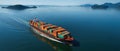 The cargo ship navigating through calm waters on a sunny day. AI generated image Royalty Free Stock Photo