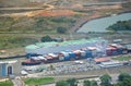 Cargo Ship Navigating Through Miraflores Locks, Panama Canal Royalty Free Stock Photo