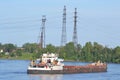 Cargo ship on the Neva river Royalty Free Stock Photo