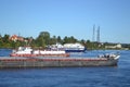 Cargo ship on the Neva river Royalty Free Stock Photo