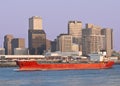 Cargo Ship and New Orleans Skyline